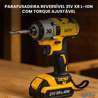 Kit Profissional Parafusadeira Maleta 21V XR L-ION Recarregável 2 Baterias Torque Ajustável Montagem manual