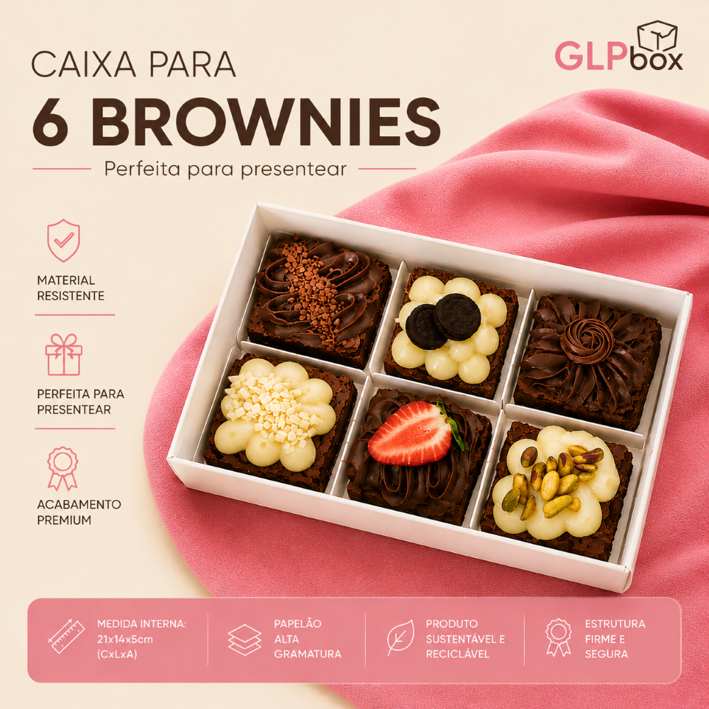 10 Caixas para 6 brownies / pão de mel - altura 5cm