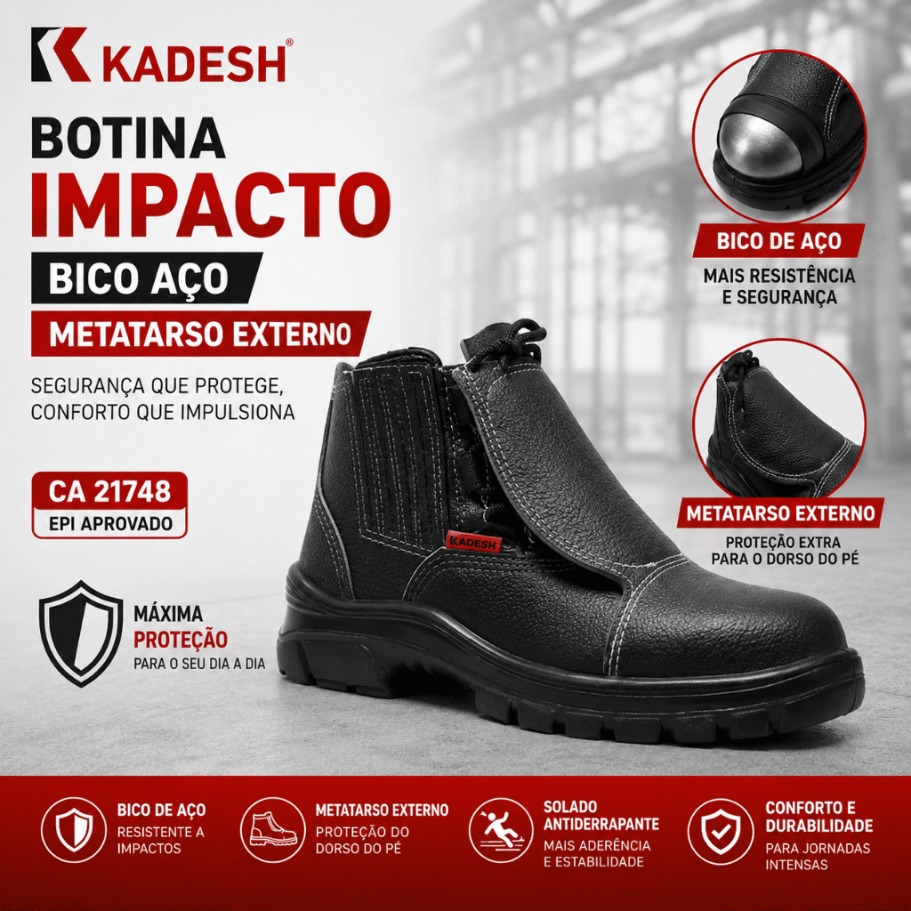 Botina Kadesh Impacto Bico Aço Metatarso Externo CA 21748