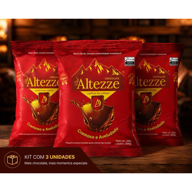 kit 3 chocolates 200G quente Cremoso Del Alteeze (Suisse )Campos