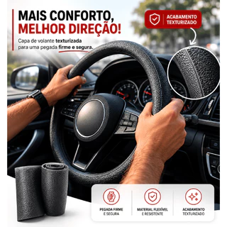 Capa De Volante Universal Antiderrapante Proteção Contra Desgaste E Suor Preta Em Silicone Flexível Conforto dirigir