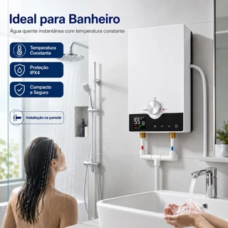Aquecedor Elétrico Instantâneo 8800W 220V Chuveiro Termostático Sem Reservatório para Banheiro – Econômico