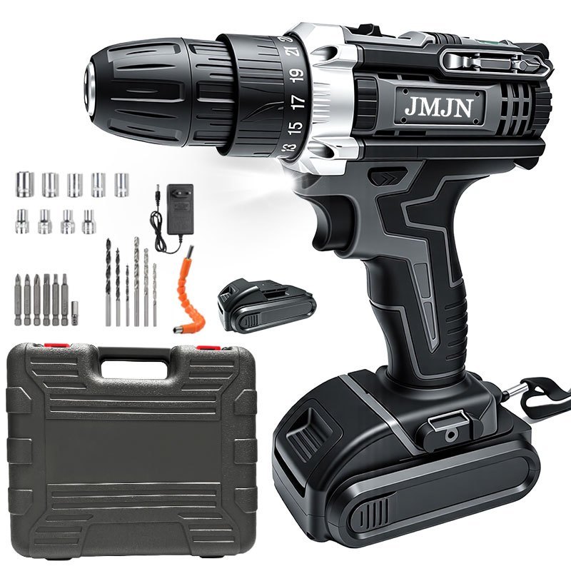 JMJN Parafusadeira Furadeira De Impacto Sem Fio 48V 2 Baterias Com
