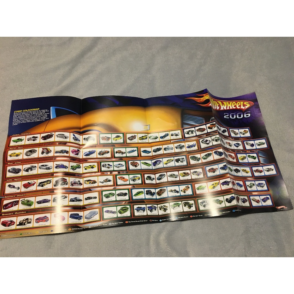 hot wheels coleção de 2006 poster com todas as series dos