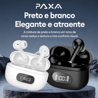 Fone de ouvido sem fio PAXA A7PRO Bluetooth 6.0 som Hi-Fi baixa latência 20 horas de bateria semi-in-ear Bateria Display