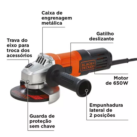 Esmerilhadeira Angular BLACK DECKER G650 115mm 650W 110V