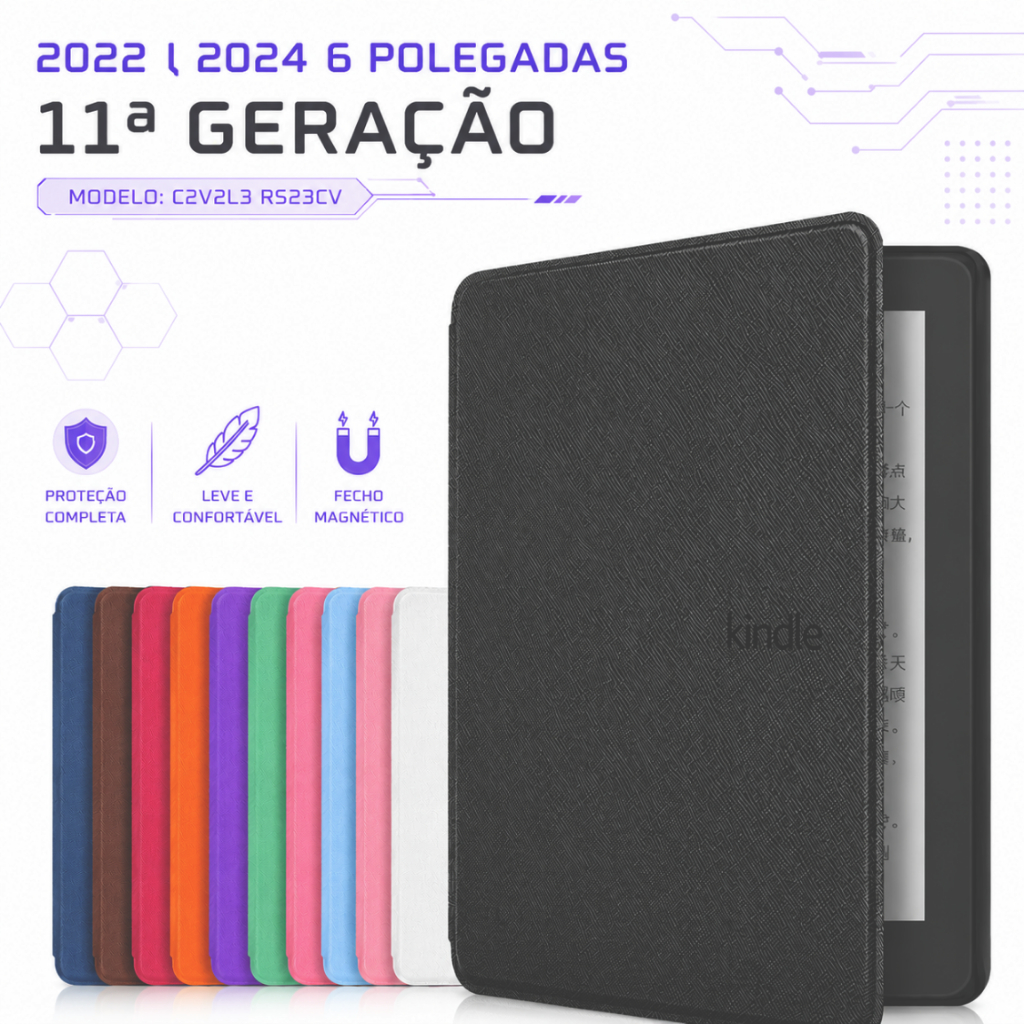 Capa Case Magnética Para Kindle 11 2024 (RS23CV) 2022 (C2v2l3) de