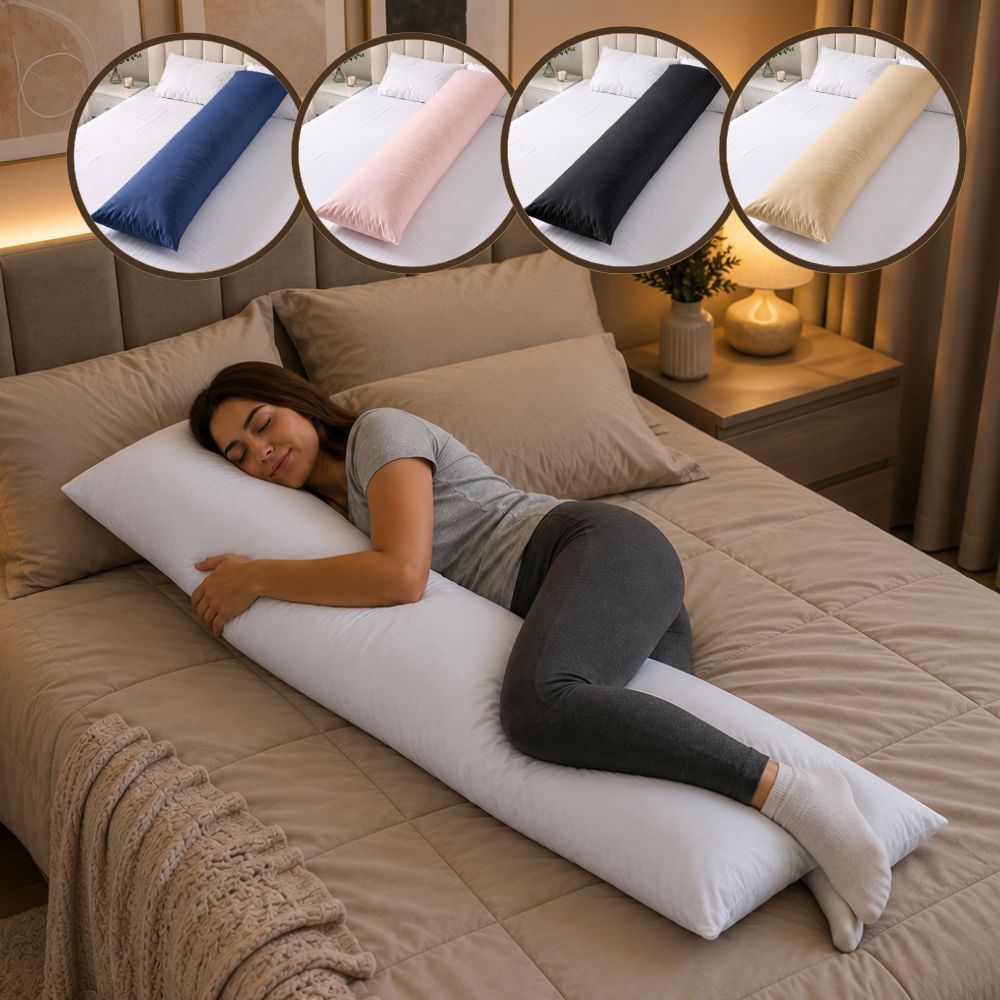 Kit Travesseiro de Corpo e Fronha Body Pillow Conforto Xuxão Grande Macio C Ziper 400 Fios