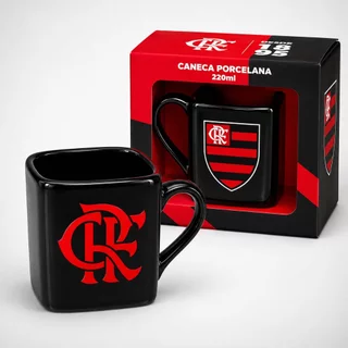 Caneca Porcelana Flamengo Quadrada Xícara Mengão Oficial