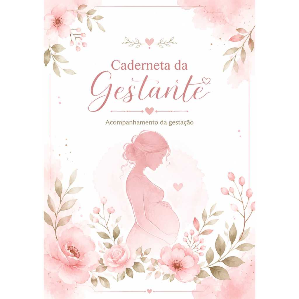 Caderneta da Gestante Personalizada — Floral Rosa