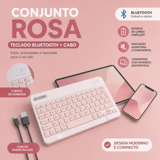 Teclado Sem Fio Bluetooth Portátil Keyboard Wireless Android/ios-ipad Recarregável Compatível-HY-5030/HY-030