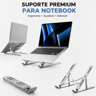 Suporte Para Notebook em Alumínio Ajustável Dobrável 6 Posições Ergonômico para Mesa