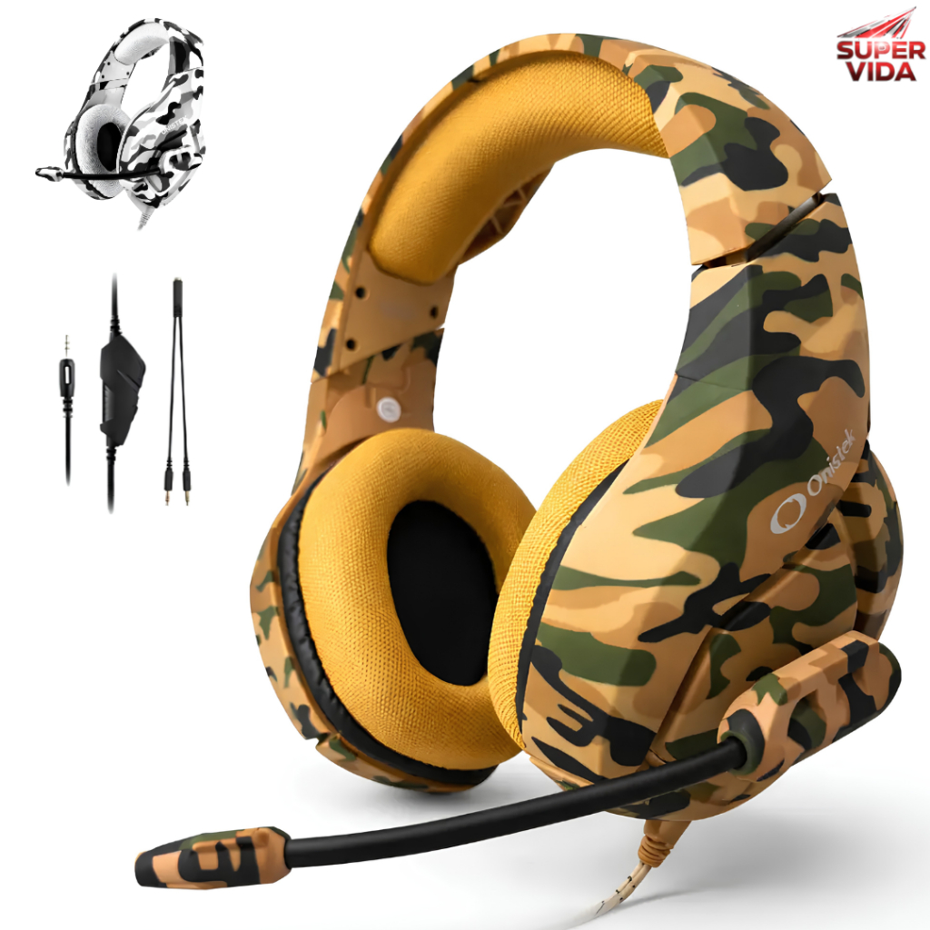 Headset Gamer Camuflado Com Fio Estéreo Microfone USB P2 50mm Para PC PS4 Xbox Onistek