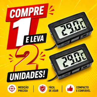 KIt 2x Mini Termômetro Digital LCD Aquário Freezer Geladeira Chocadeira Piscina Terrários Sonda 1m