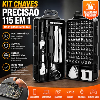 Kit de Chaves de Fenda de Precisão 115 Peças com Ferramentas Magnéticas