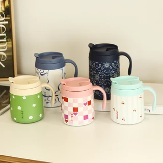 HILEE Copo Térmico Inox 350/500ml com Alça para Café e Chá, Quente e Frio, Mesa Escritório e Casa