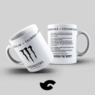 Caneca Monster Branco Cerâmica Personalizada para Presente Aniversário