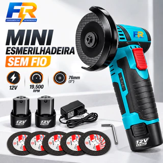 Mini Esmerilhadeira a Bateria 5 Disco Esmerilhadeira Lixadeira Orbital 2 bateria 76mm