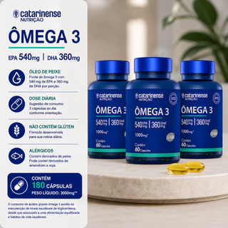 Kit 3 Ômega 3 1000mg Catarinense EPA 540mg DHA 360mg 60 Cápsulas
