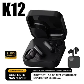 Fone Bluetooth TWS K12 Intra-auricular, Controle Touch, 20h Bateria, Microfone para Chamadas
