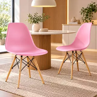 Kit 2 Cadeiras Eiffel Pés de Madeira Variedade de Cores Sala Jantar Cozinha Escritório Moderna Confortável Resistente