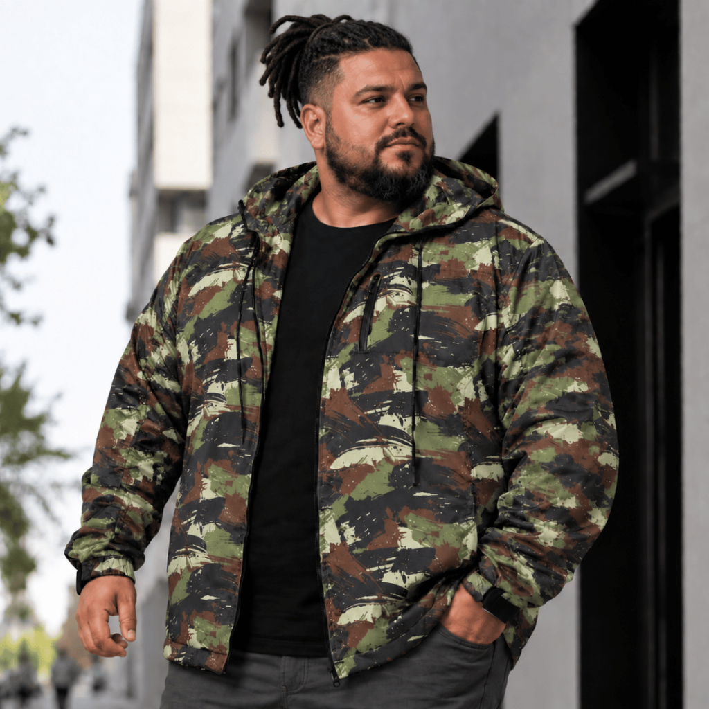 Jaqueta Corta-vento Estampada Camuflada Plus Size Extra Gg+ Tamanhos Grandes Confortável