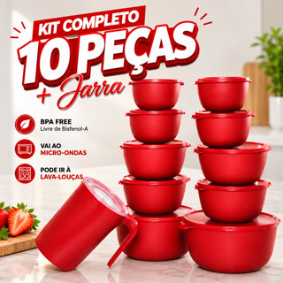 Kit Potes 10 Bowl + Jarra Cozinha Saladeira Pote Marmitas