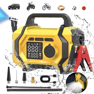 5 em 1 Auxiliar de Partida Veicular 8000mAh 3000A + Compressor 150PSI + USB + Lanterna SOS 12V Carro Moto Kit Emergência