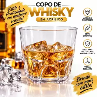 Kit 30 50 100 Unidades copo De Whisky Em Acrílico 300 ml