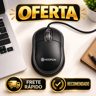 Mouse USB Óptico 1200 DPI Leve Ergonômico Plug & Play para PC Notebook Escritório Office