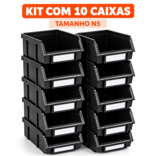 Kit Caixas Gaveteiro Organizadores Bin N5 Gaveta parafusos Preta Organizadora Para Pratelheira