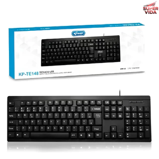 Teclado USB Knup KP-TE148, Layout ABNT2 Português-Brasil, Com Fio, Plug and Play, Teclado Numérico