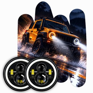 Kit 2 Farol Led Angel 7 Pol Pickup Chevrolet C10 C14 A10 D10 Defender ...