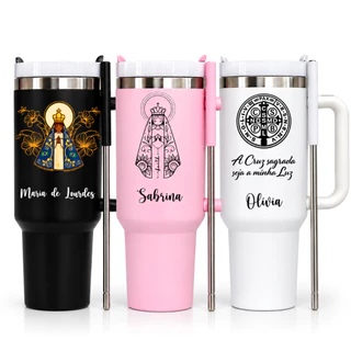 Copo Garrafa Térmico Inox 1.2L Personalizado Nossa Senhora Aparecida/Cátolico - Presente de fé