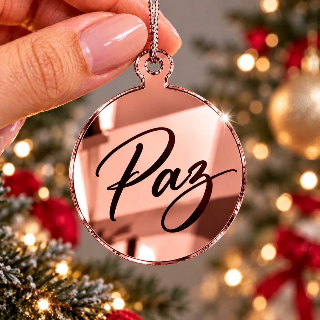 Kit 8 Enfeites Árvore Natal Acrílico Rose Espelhado Bolas Natalinas ...
