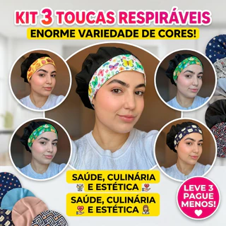 Kit Toucas Estampadas De Proteção Com Tela Respirável Culinária Confeitaria Saúde Várias Cores