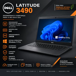 Notebook Dell Latitude 3490 Intel Core i5 7200U 8GB RAM SSD 240GB