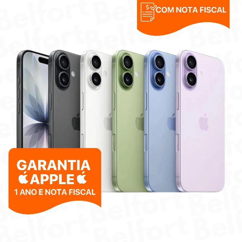 Seis iPhones em diferentes cores: preto, cinza, branco, verde, azul e roxo