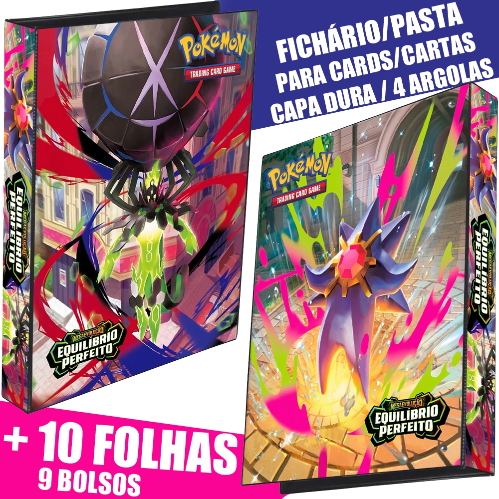 Pasta Fichário Álbum Pokémon Mega Evolução Equilíbrio Perfeito