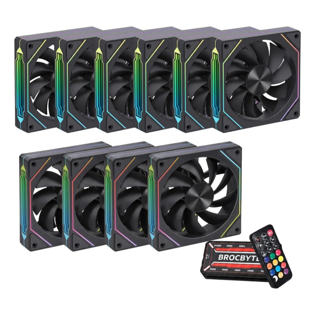Kit 10 Fan Cooler Pulse C/ Reverse Argb 120mm + Controladora Preto ...
