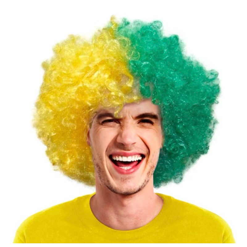 Peruca Verde e Amarelo Black Power Brasil Copa - Kin Festas em Oferta na Shopee