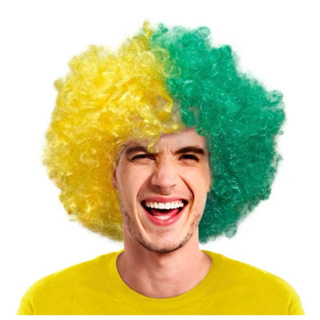 Peruca Verde e Amarelo Black Power Brasil Copa - Kin Festas em Oferta na Shopee