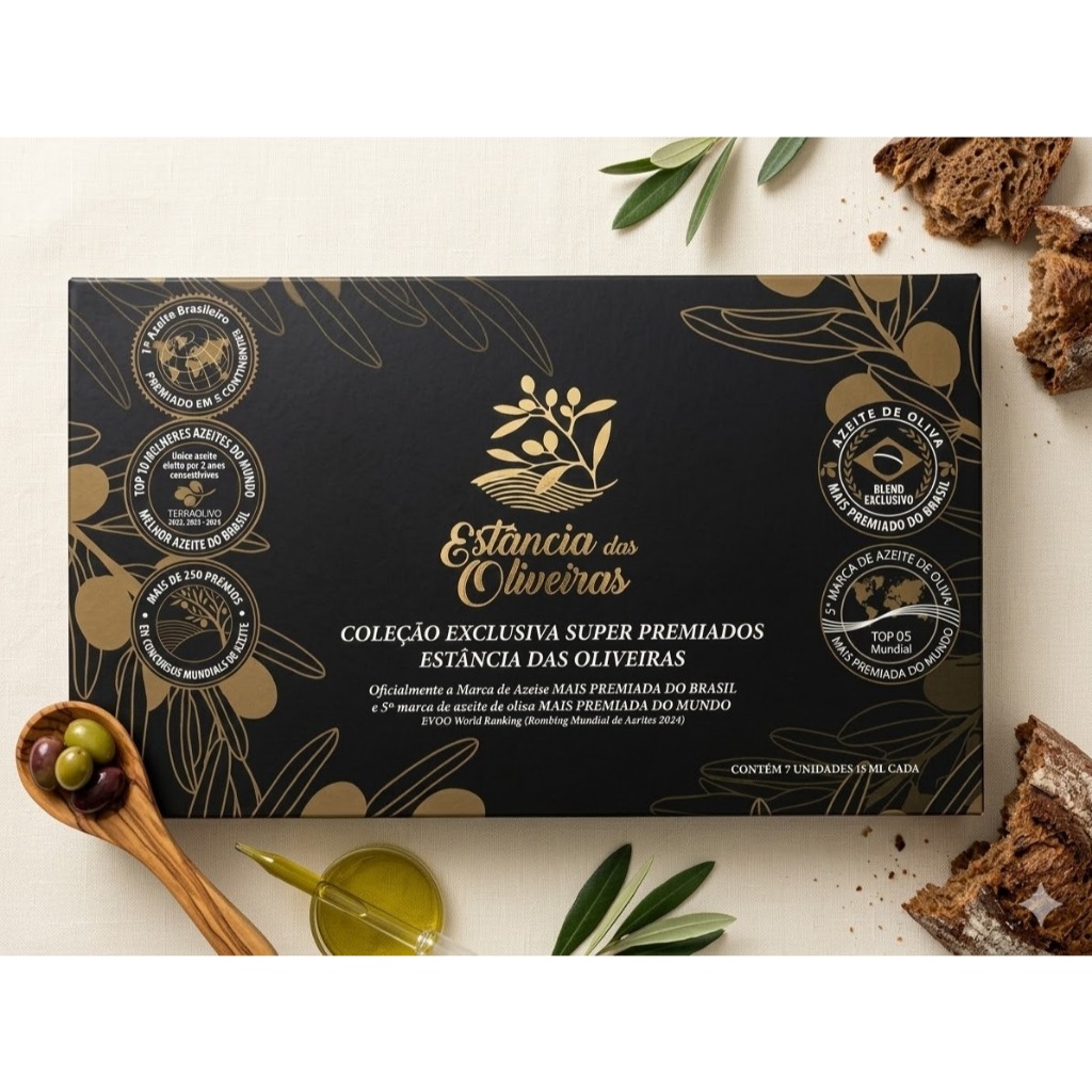 Kit Presente Estojo azeite Estância das Oliveiras com 7 frascos