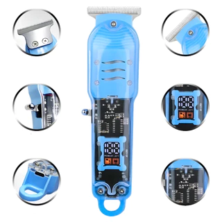 Máquina De Cortar Cabelo Profissional Smart Lcd Barbeador Elétrico Transparente Sem Fio Para Homens