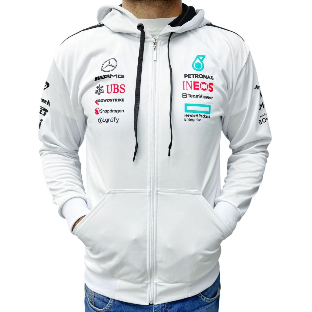 Jaqueta Nylon Mercedes Petronas AMG Modelo Formula 1 Branca MER20