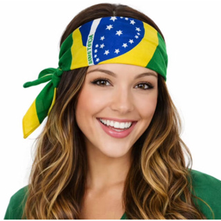 Kit Bandana Brasil Copa 50x50 Algodão Unissex Lenço Verde Amarelo Estiloso em Oferta na Shopee
