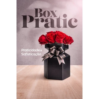 Kit c 2 Box Pratic Preto pra Flores Presente Luxo Criativo Caixa Elegante Decoração Arranjos Floral
