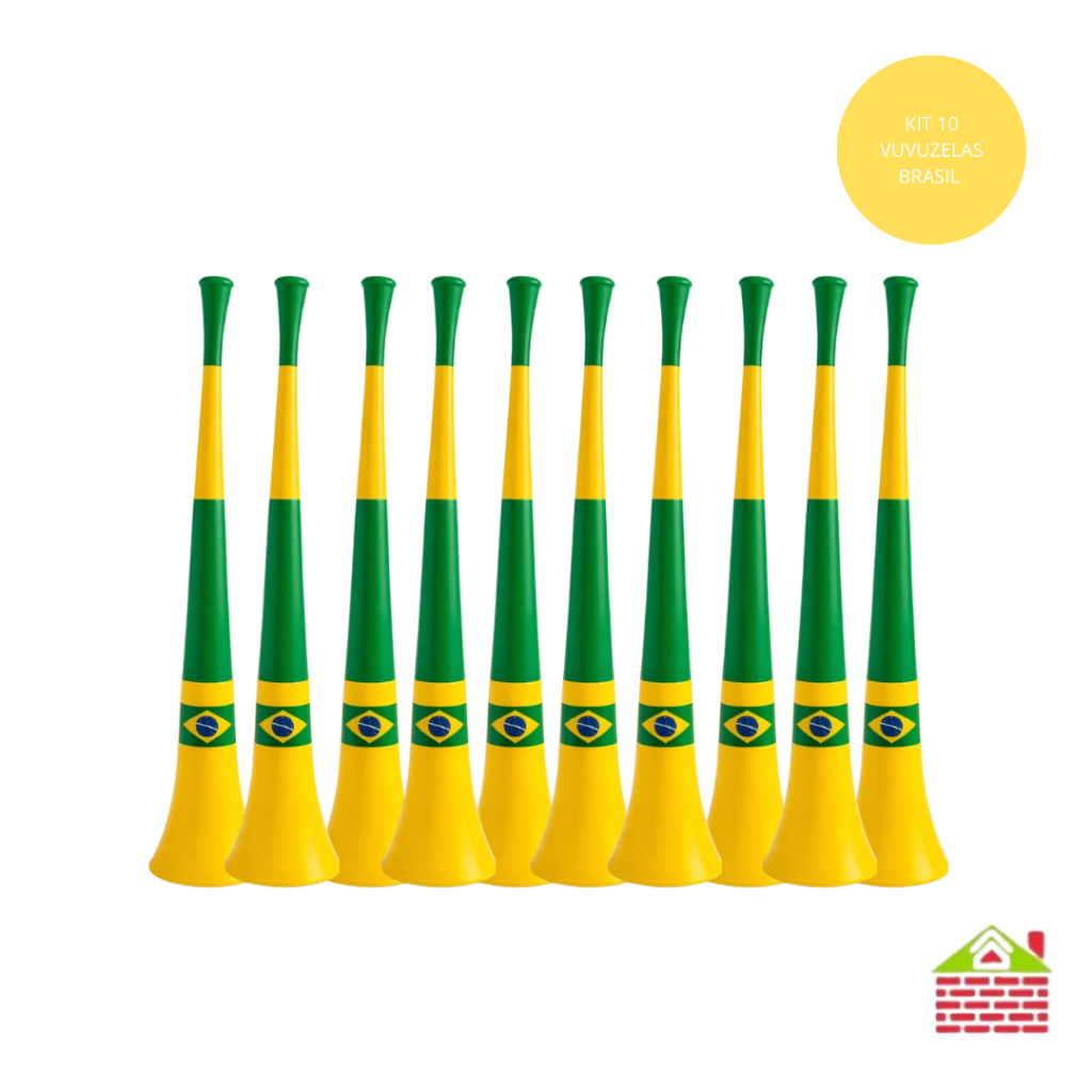 Kit 10 Cornetas Vuvuzela Brasil Verde e Amarelo 23cm Copa do Mundo em Oferta na Shopee