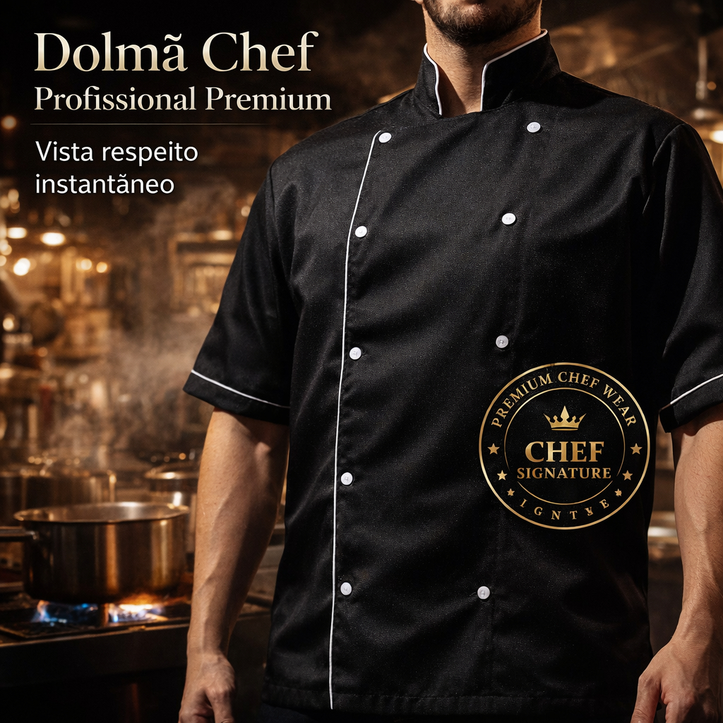 Dolmã Chef Profissional Unissex Oxford Premium | Uniforme Co