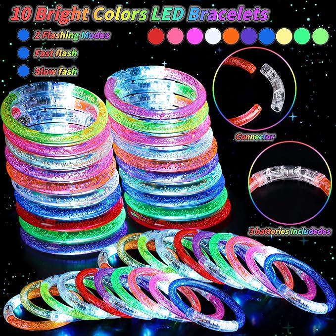 Kit Pulseira Led Neon Coloridas Festa Aniversário Rave Balada-BT ...